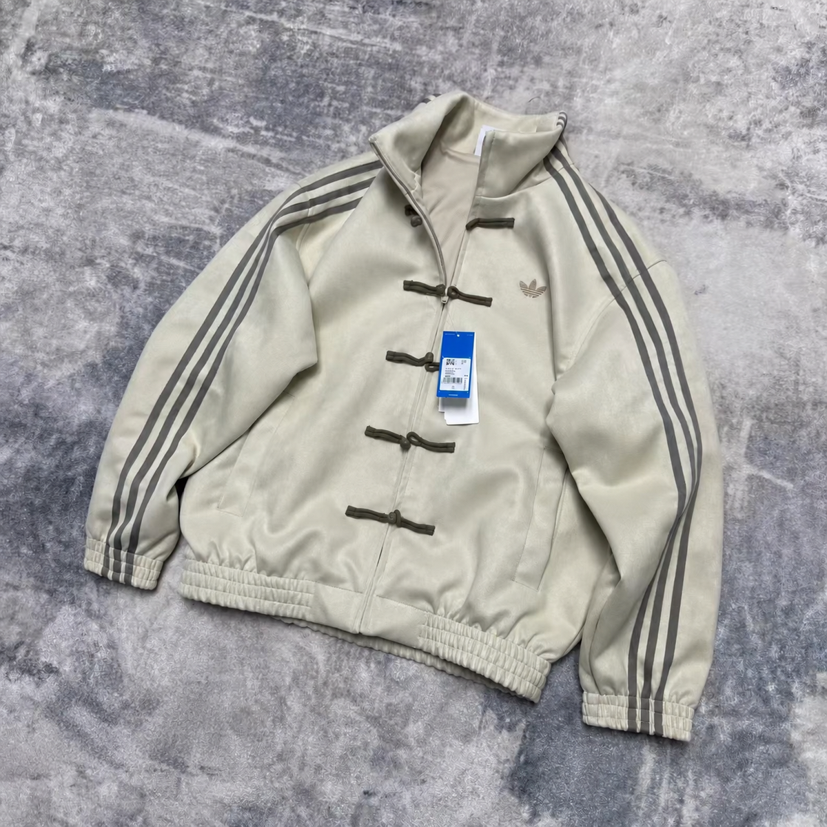 Adidas Trefoil Chinese Toggle Track Jacket - Light Grey front