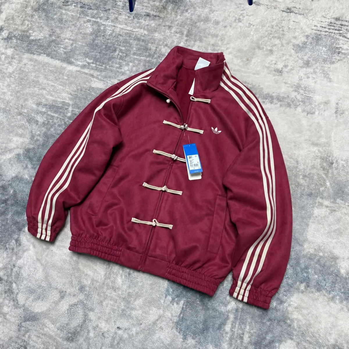 Adidas Trefoil Chinese Toggle Track Jacket - Burgundy front