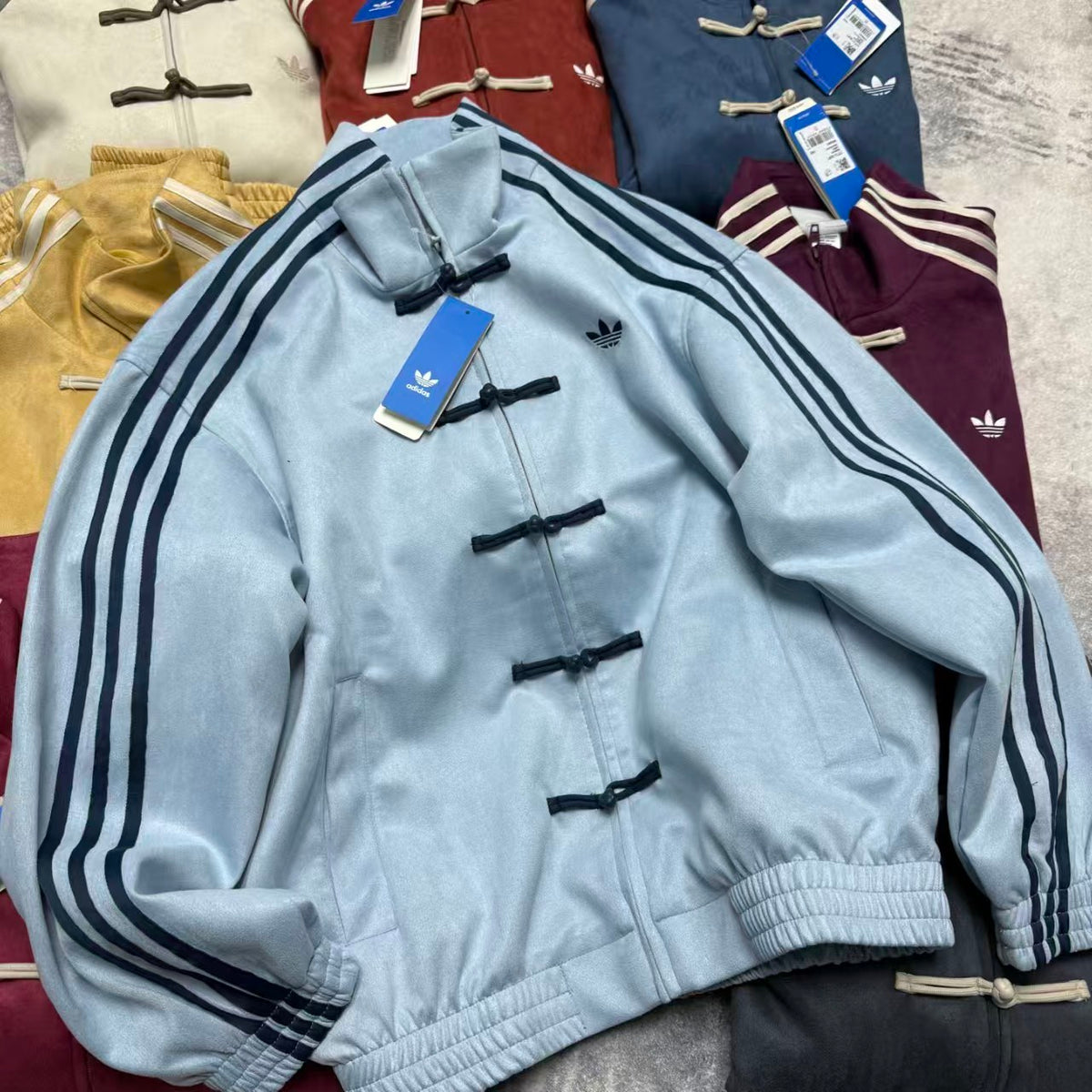 Adidas Trefoil Chinese Toggle Track Jacket - Light Blue front