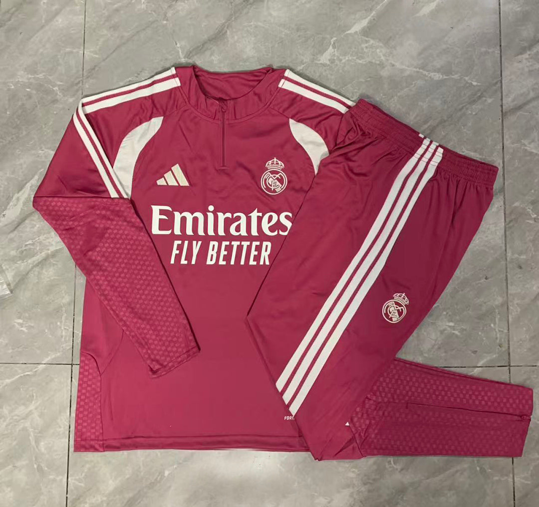 Real Madrid 2026/27 Half-Zip Kids Winter Training Set - Pink - clean full set view