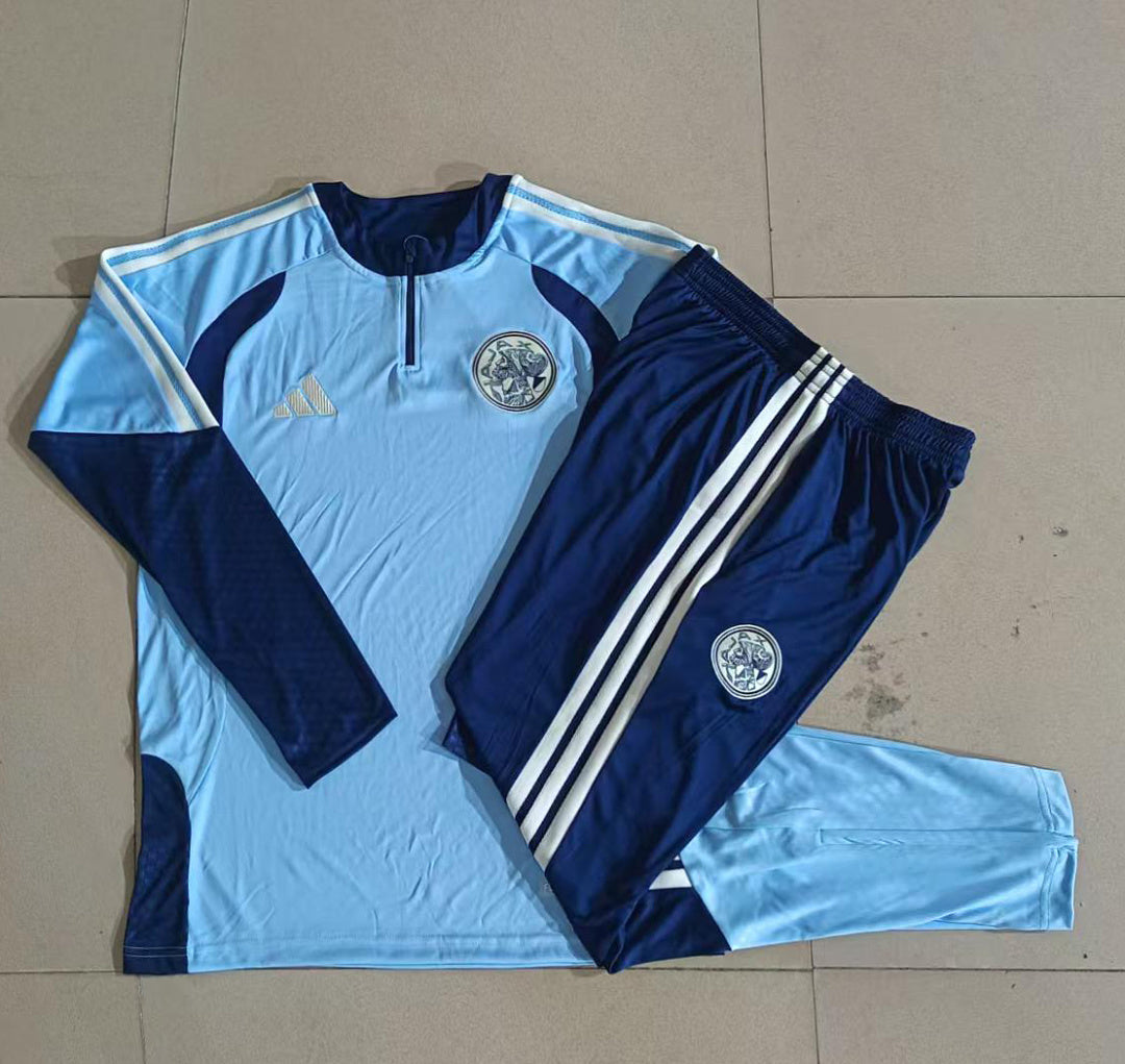 Ajax 2026/27 Half-Zip Kids Winter Training Set - Light Blue/Navy - clean full set view