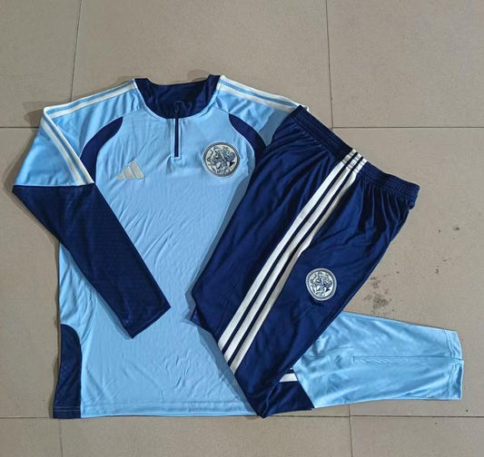 Ajax 2026/27 Half-Zip Kids Winter Training Set - Light Blue/Navy - clean full set view
