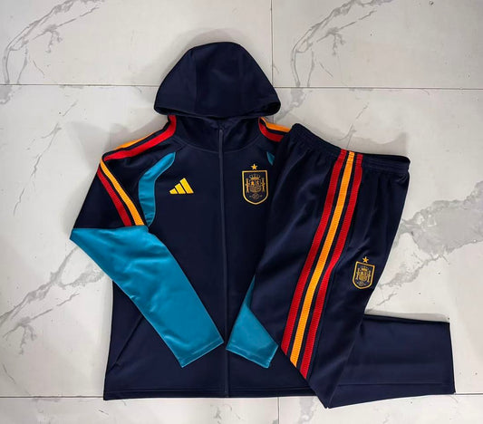 Spain 2026/27 Hooded Full-Zip Kids Winter Training Set - Royal Blue - clean full set view