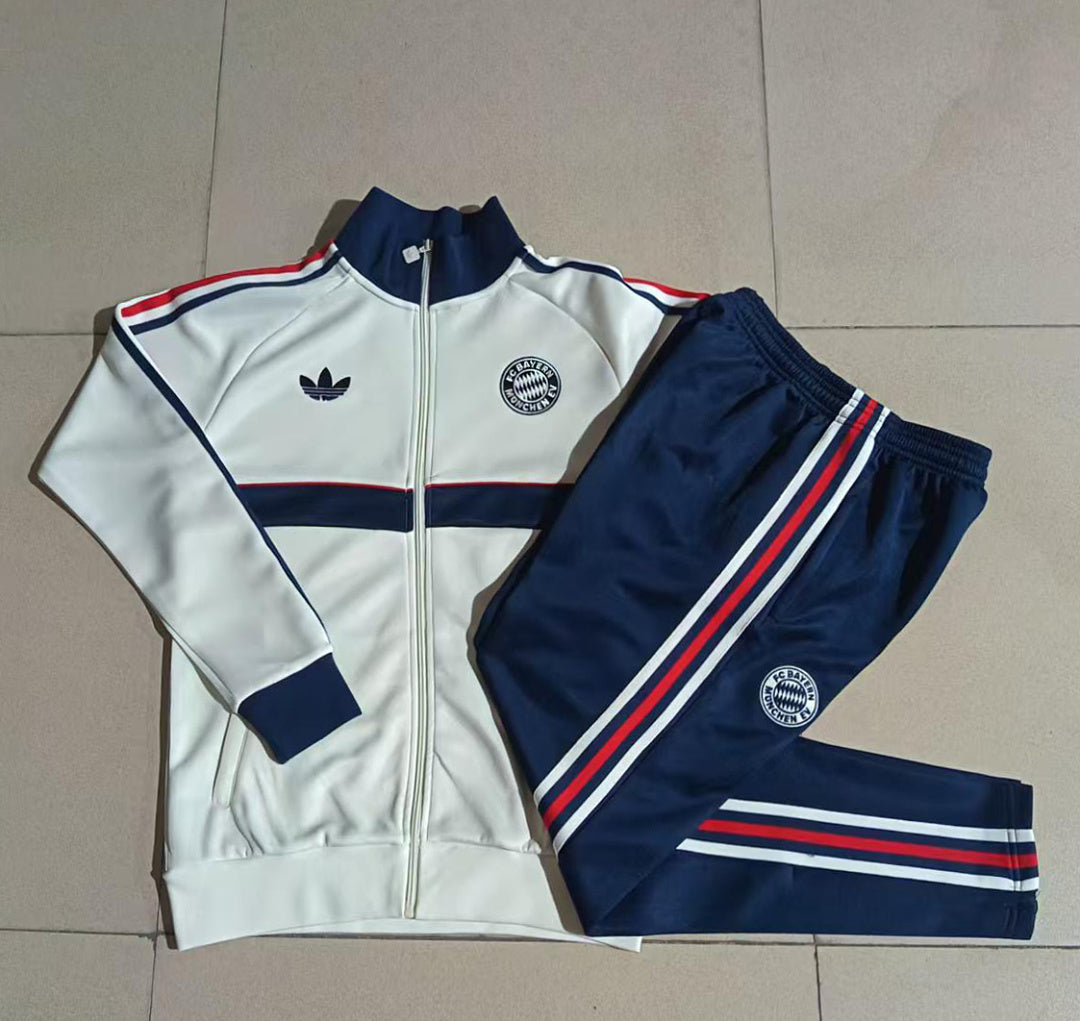Bayern Munich 2026/27 Full-Zip Kids Winter Training Set - Cream/Navy - clean full set view