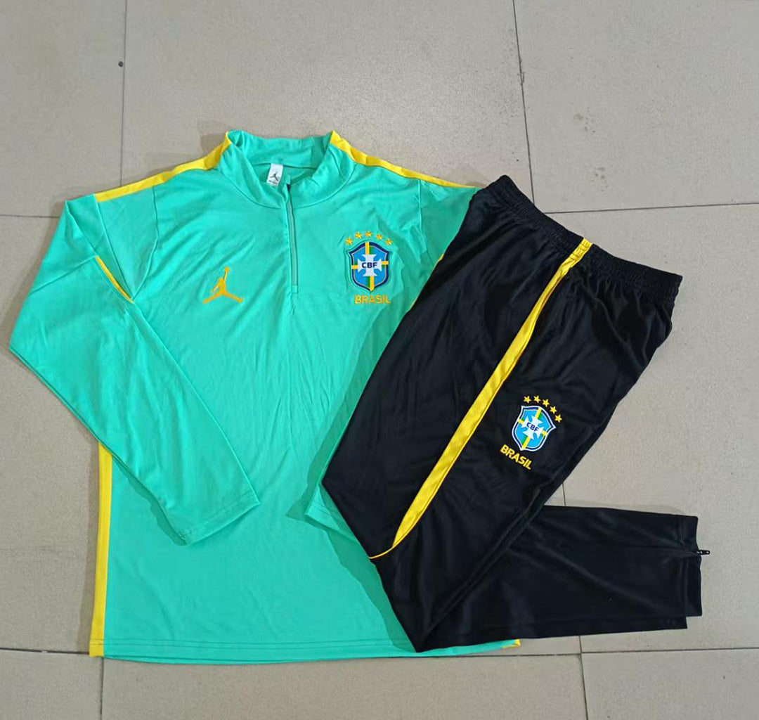 Brazil 2026/27 Half-Zip Kids Winter Training Set - Mint Green - clean full set view