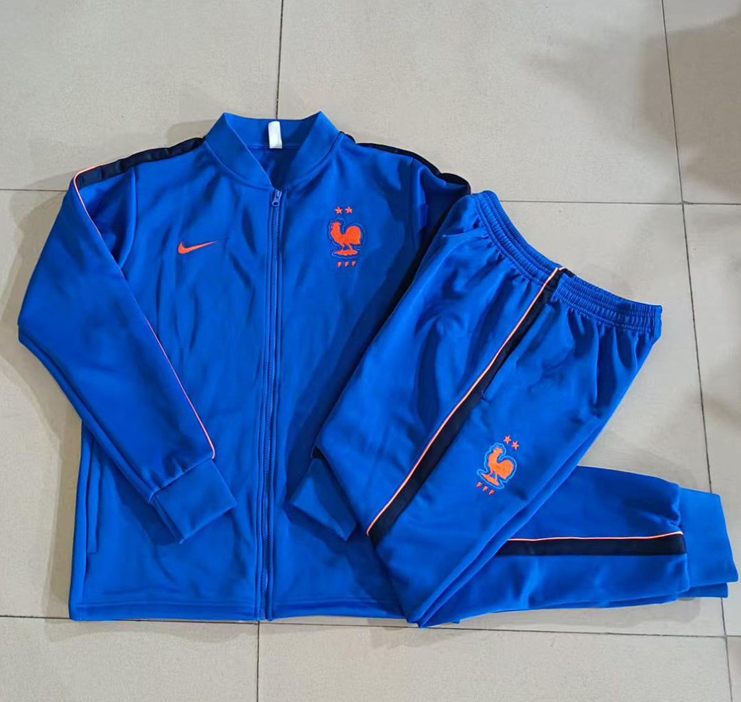 France 2026/27 Full-Zip Kids Winter Training Set - Royal Blue - clean full set view