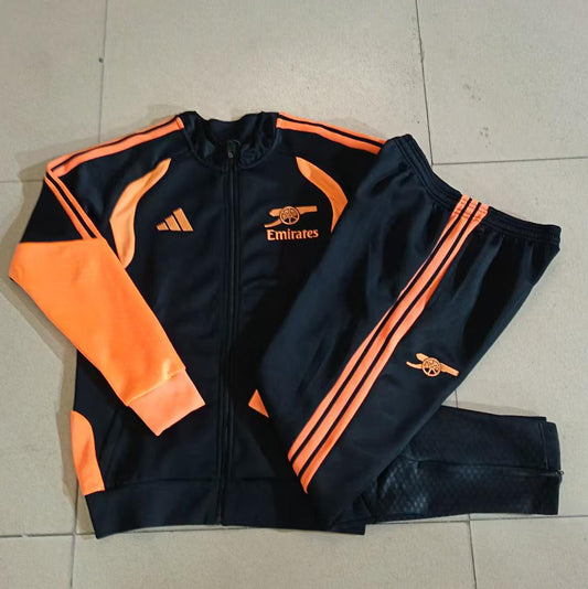 Arsenal 2026/27 Full-Zip Kids Winter Training Set - Black/Orange - clean full set view