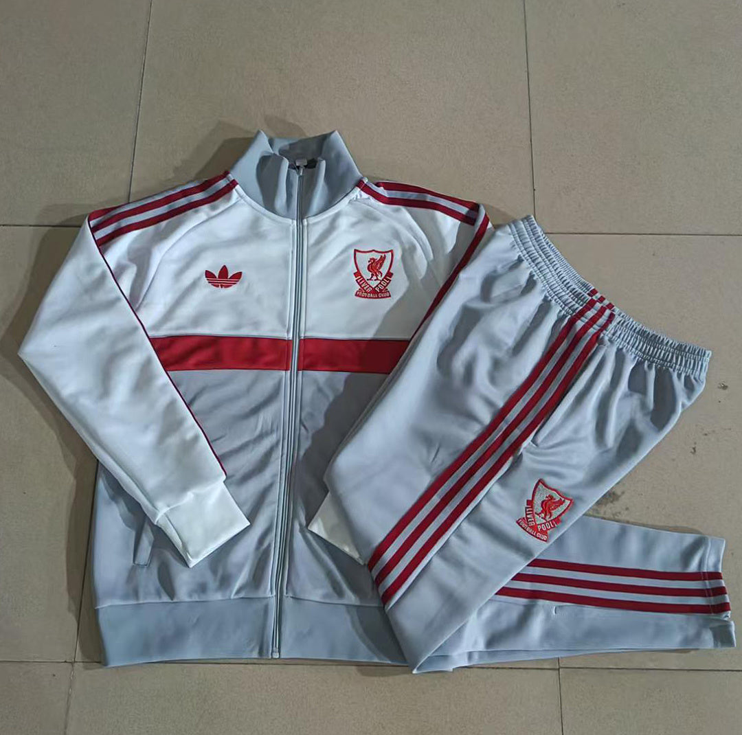 Liverpool 2026/27 Full-Zip Kids Winter Training Set - Grey/White/Maroon - clean full set view