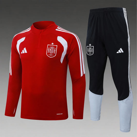 Spain 2026/27 Half-Zip Kids Winter Training Set - Red - clean full set view