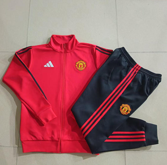 Manchester United 2026/27 Full-Zip Kids Winter Training Set - Red/Black - clean full set view