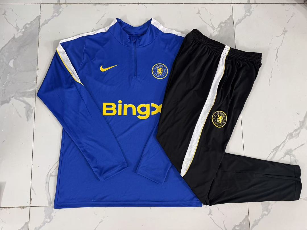 Chelsea 2026/27 Half-Zip Kids Winter Training Set - Royal Blue/Black - clean full set view