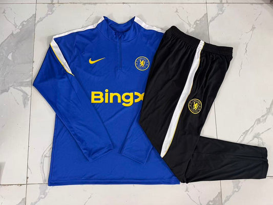 Chelsea 2026/27 Half-Zip Kids Winter Training Set - Royal Blue/Black - clean full set view