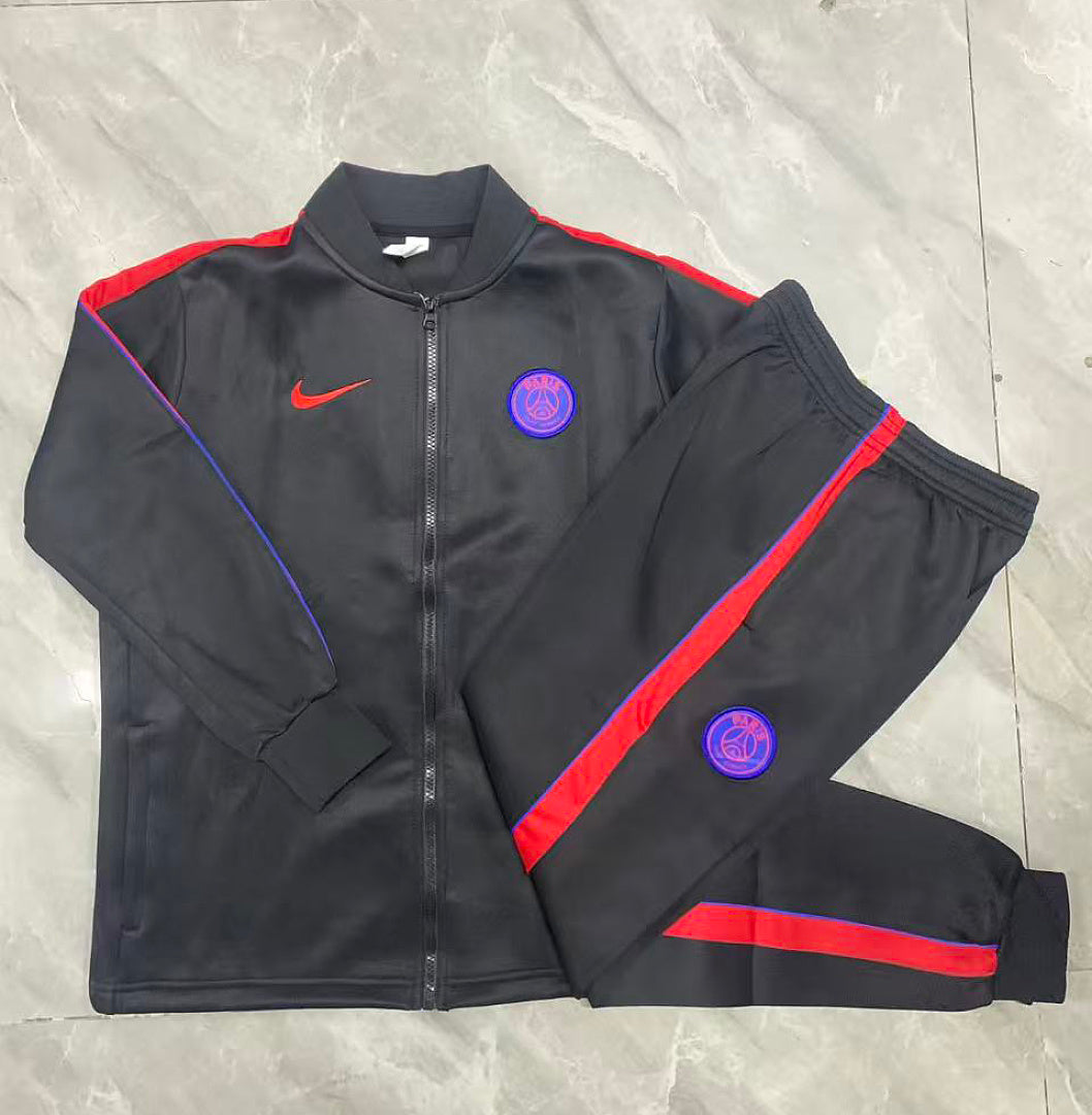 Paris Saint-Germain 2026/27 Full-Zip Kids Winter Training Set - Black/Red - clean full set view