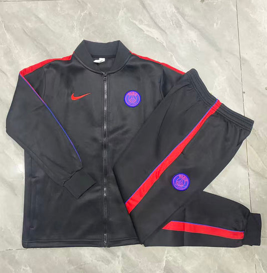 Paris Saint-Germain 2026/27 Full-Zip Kids Winter Training Set - Black/Red - clean full set view