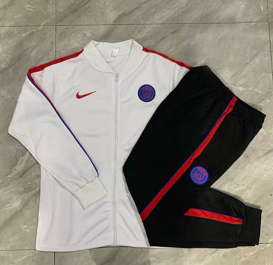 Paris Saint-Germain 2026/27 Full-Zip Kids Winter Training Set - White/Red - clean full set view