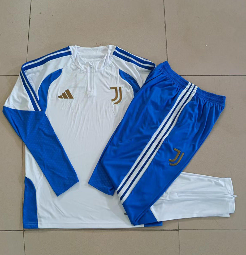 Juventus 2026/27 Half-Zip Kids Winter Training Set - White/Royal Blue - clean full set view