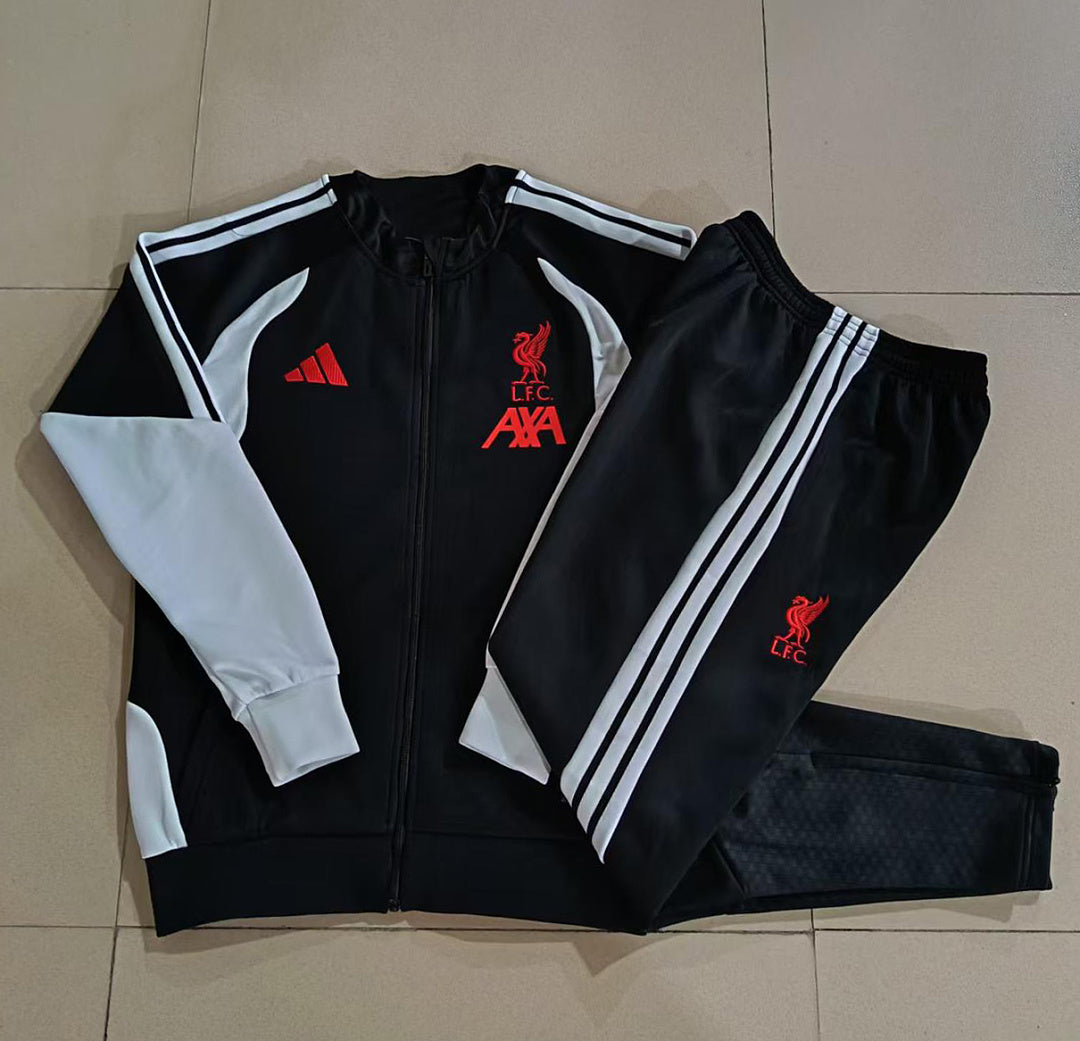 Liverpool 2026/27 Full-Zip Kids Winter Training Set - Black/White - clean full set view