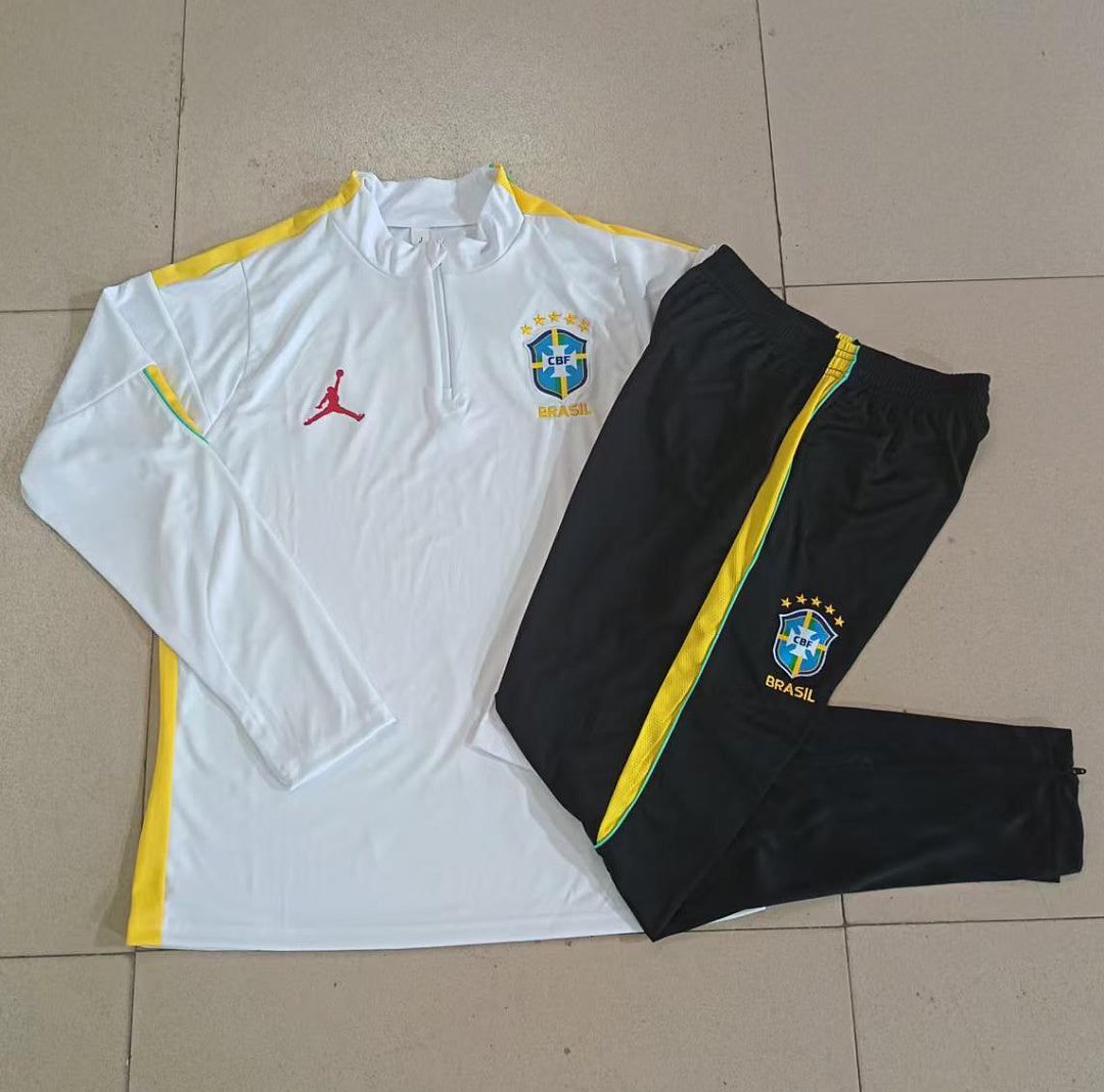 Brazil 2026/27 Half-Zip Kids Winter Training Set - White - clean full set view