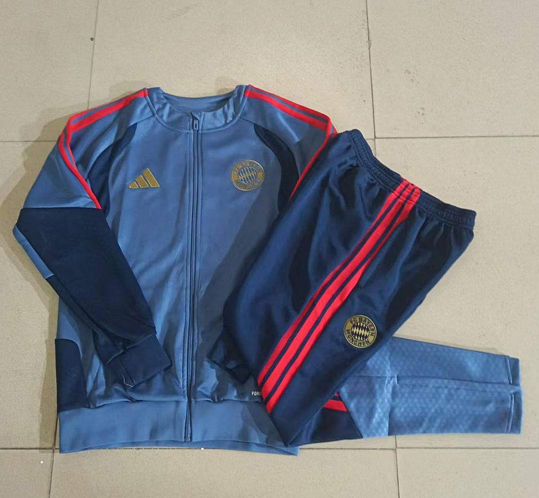 Bayern Munich 2026/27 Full-Zip Kids Winter Training Set - Blue/Navy/Red - clean full set view