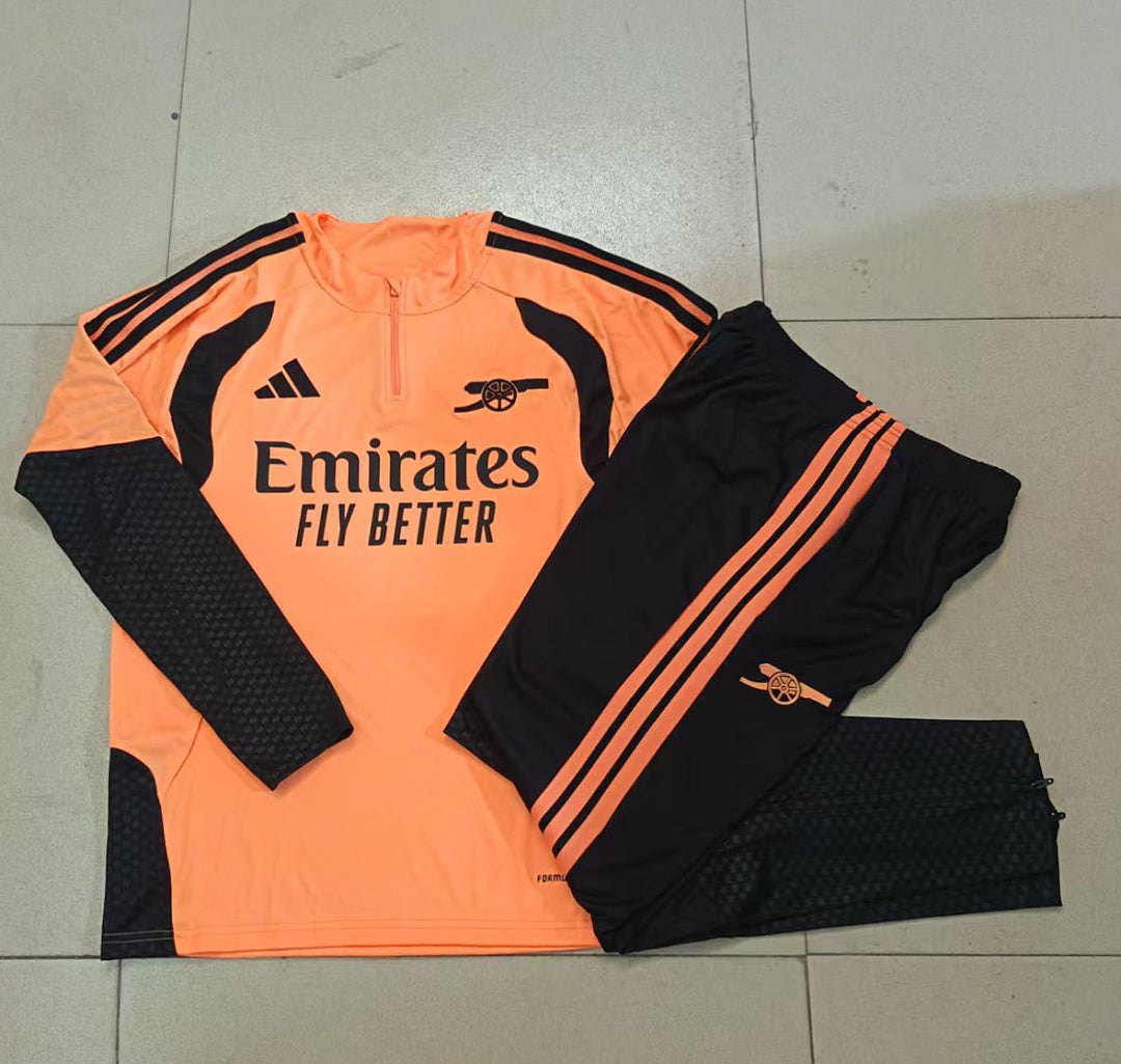 Arsenal 2026/27 Half-Zip Kids Winter Training Set - Orange/Black - clean full set view