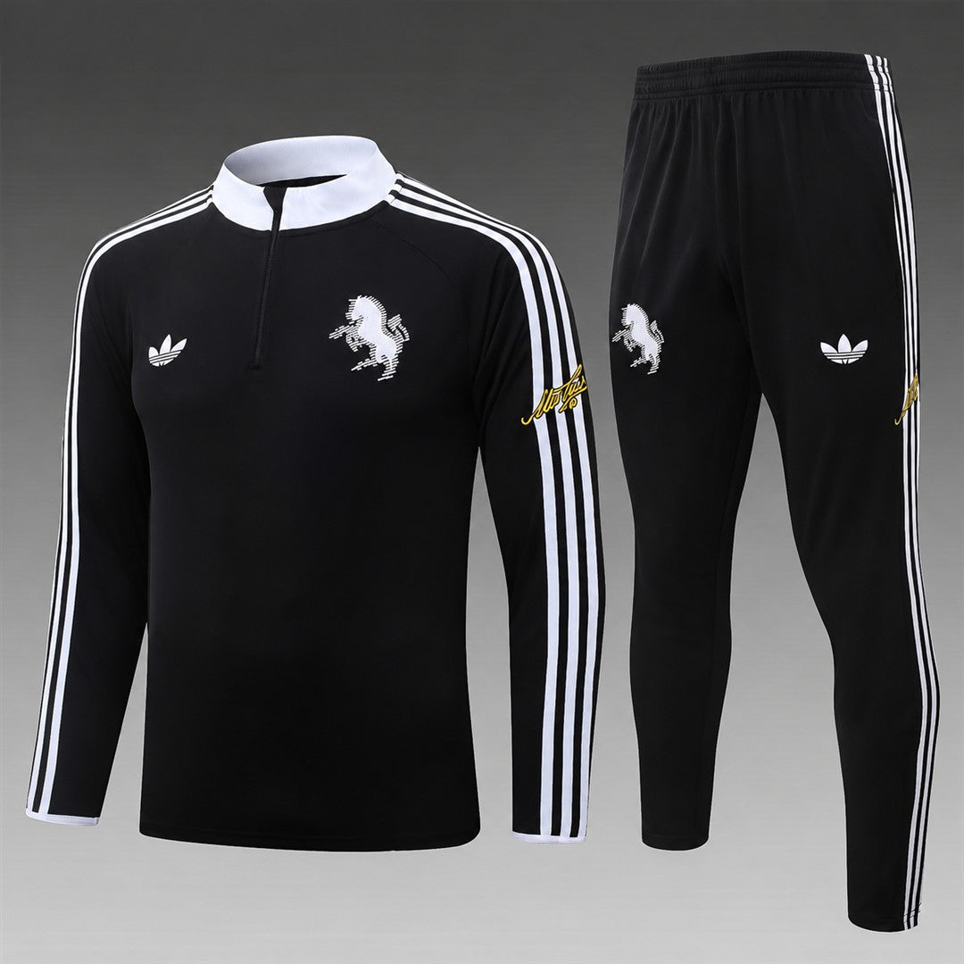 Juventus 2026/27 Half-Zip Kids Winter Training Set - Black/White - clean full set view