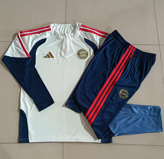 Bayern Munich 2026/27 Half-Zip Kids Winter Training Set - Cream/Navy/Red - clean full set view