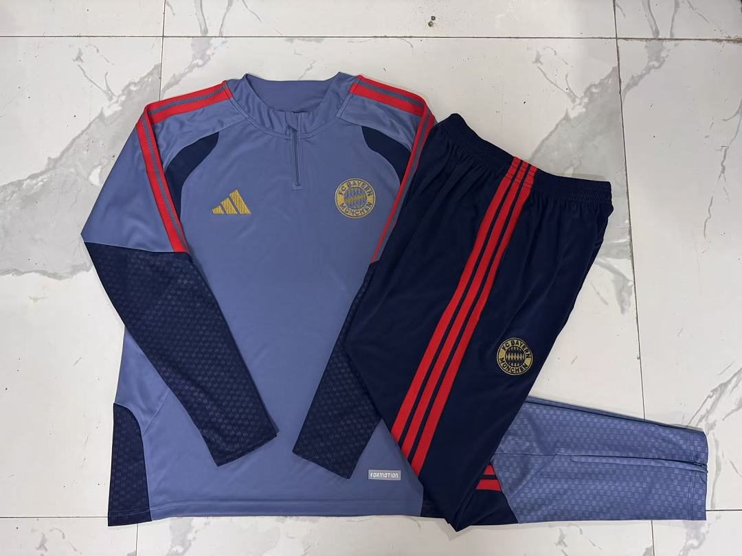 Bayern Munich 2026/27 Half-Zip Kids Winter Training Set - Medium Blue/Navy/Red - clean full set view
