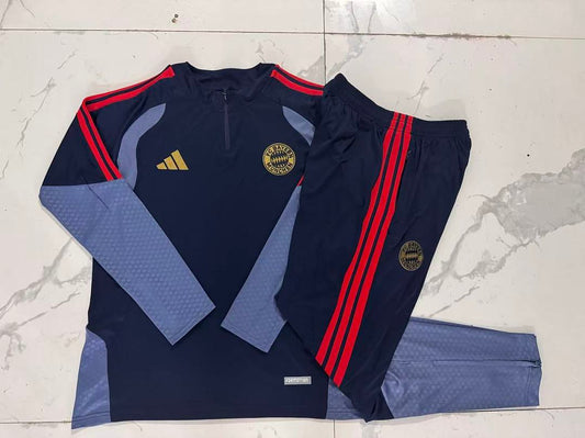 Bayern Munich 2026/27 Half-Zip Kids Winter Training Set - Royal Blue/Navy - clean full set view