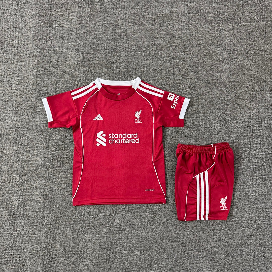 Liverpool 2025/26 Home Kids Football Kit - Front