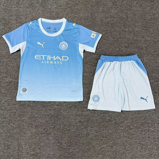 Manchester City 2026/27 Home Silicone Badge Kids Football Kit Kids Version - Front