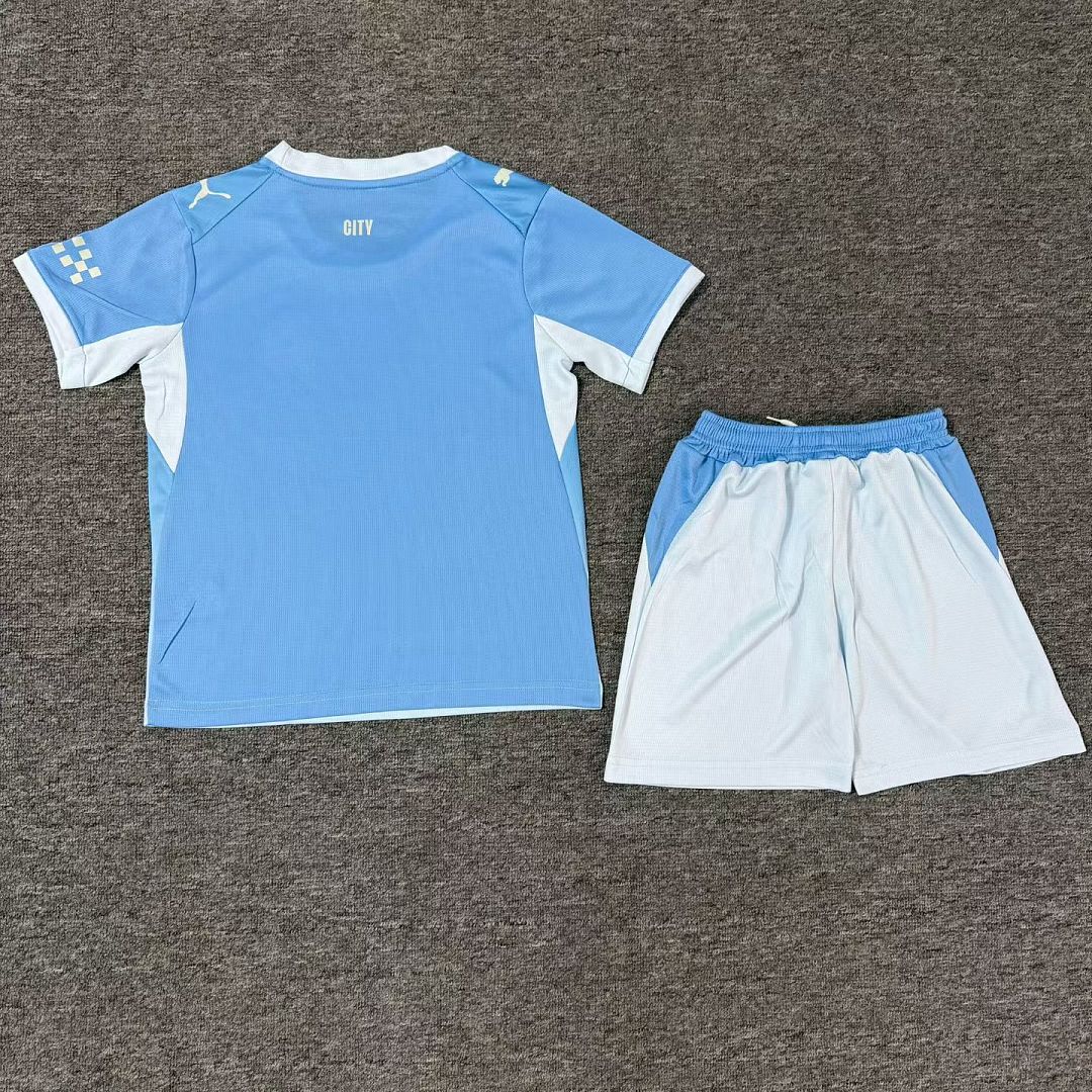 Manchester City 2026/27 Home Silicone Badge Kids Football Kit Kids Version - Back