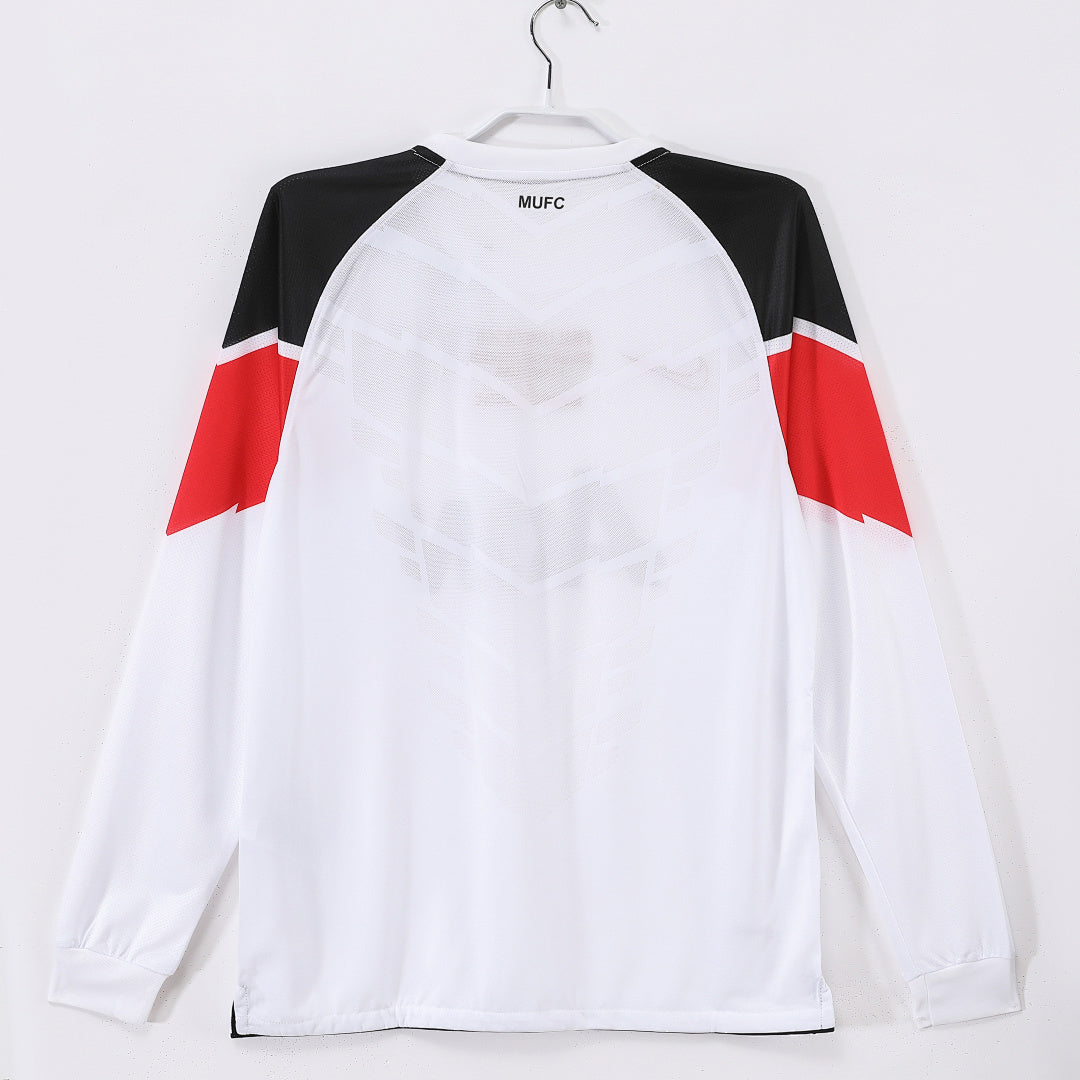 Manchester United 2010/11 Away White UEFA Champions League Long Sleeve Retro Jersey - Back