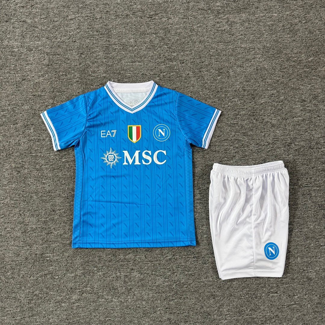 Napoli 2025/26 Home Kids Football Kit - Front