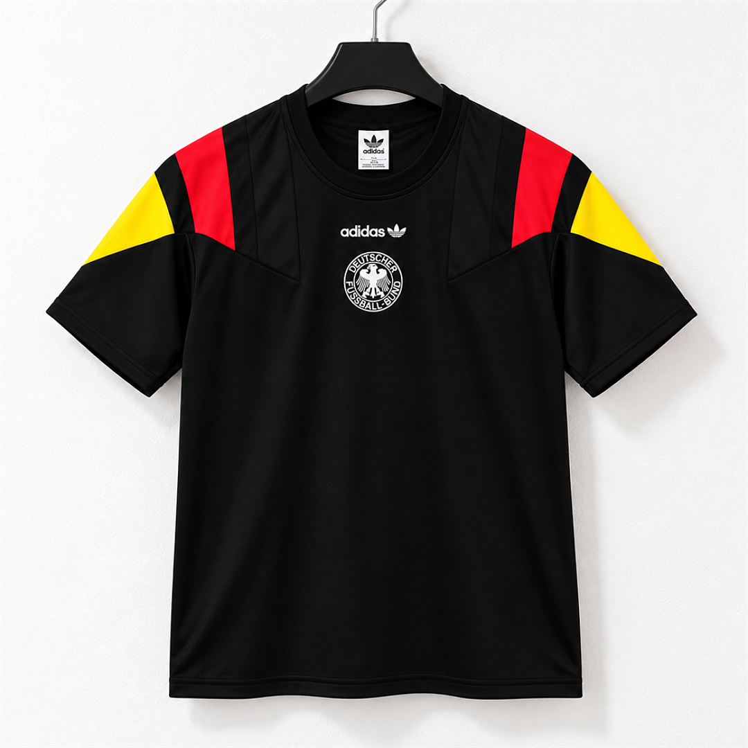 Germany Black Colour Block Oversized T-Shirt - product front view