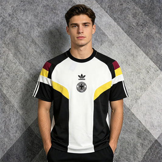 Germany White Black Yellow Oversized T-Shirt - front model view