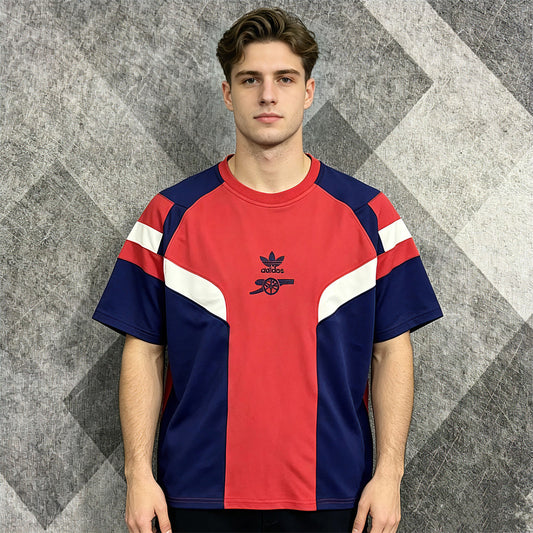 Arsenal Red Navy Colour Block Oversized T-Shirt - front model view