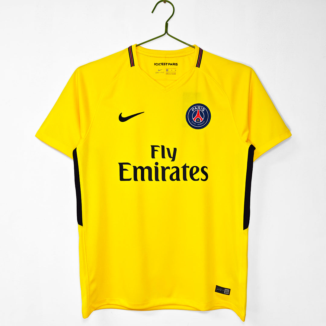 Paris Saint-Germain 2017/18 Away Yellow Retro Jersey - Front