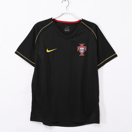 Portugal 2006 Away Black Retro Jersey - Front