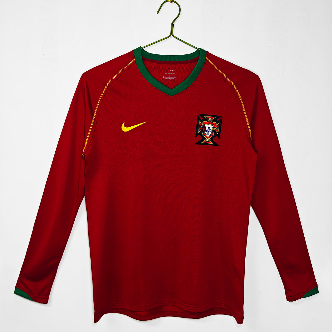 Portugal 2006 Home Long Sleeve Retro Jersey - Front