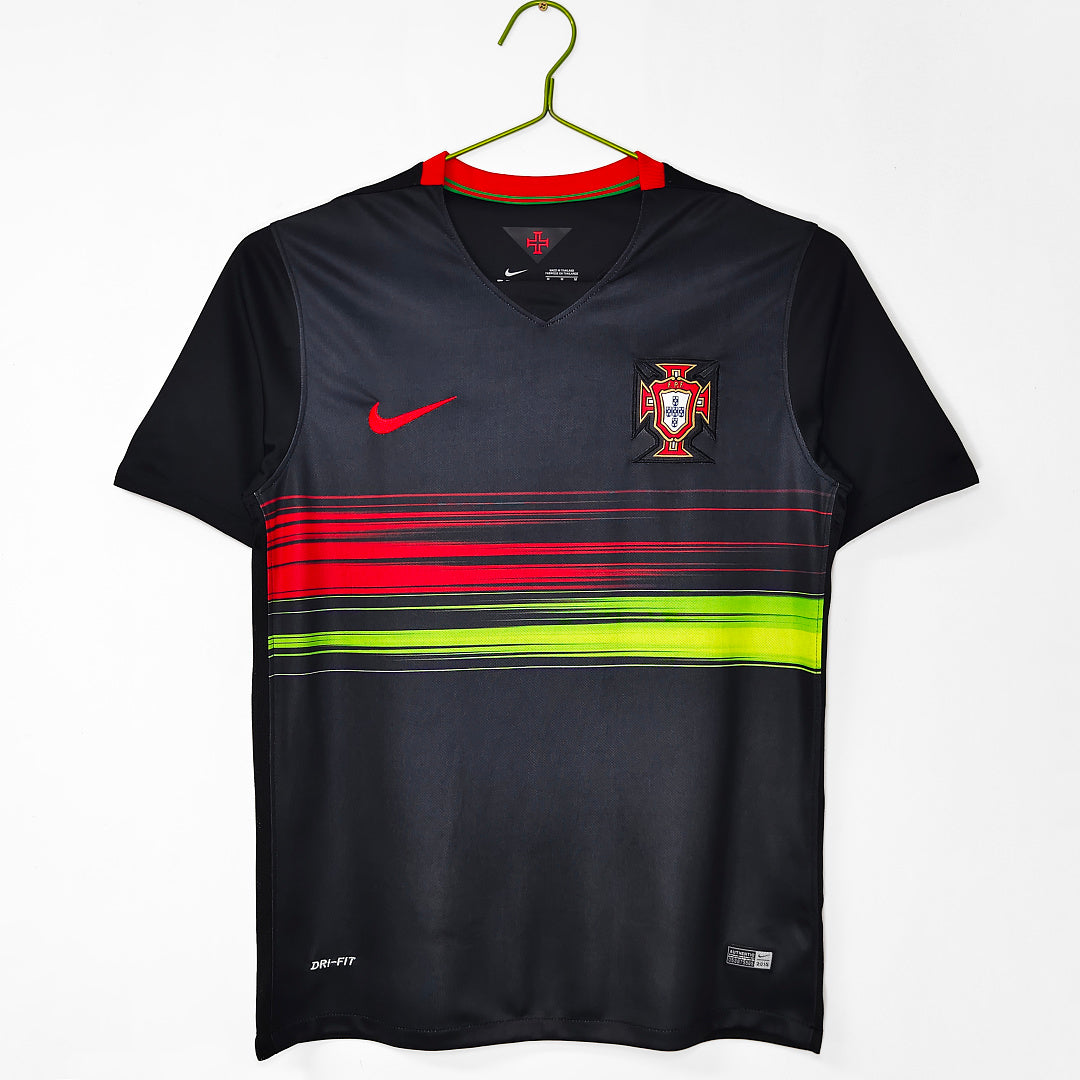 Portugal 2015 Away Black Retro Jersey - Front