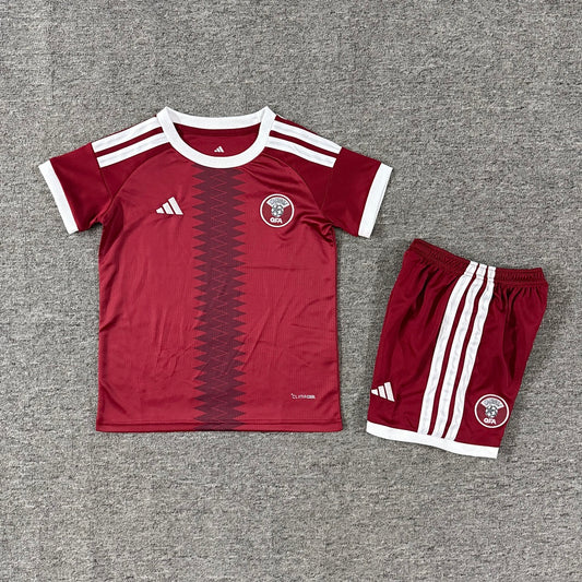 Qatar 2026/27 Home Kids Football Kit Kids Version - Front