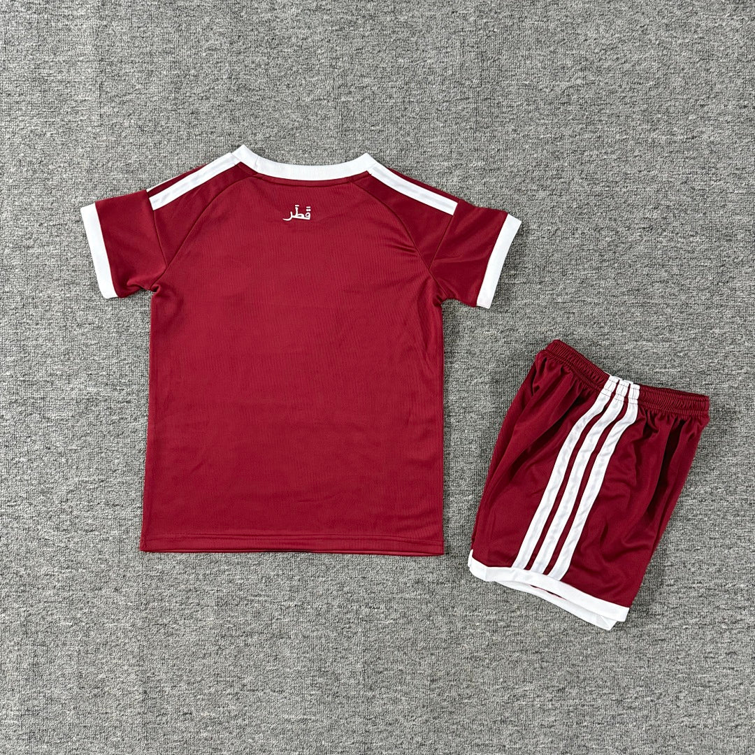 Qatar 2026/27 Home Kids Football Kit Kids Version - Back