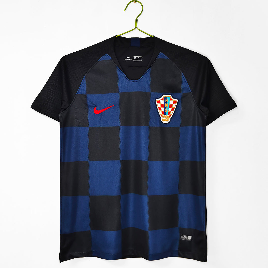 Croatia 2018 Away Blue and Black Retro Jersey - Front