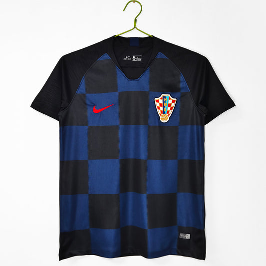 Croatia 2018 Away Blue and Black Retro Jersey - Front