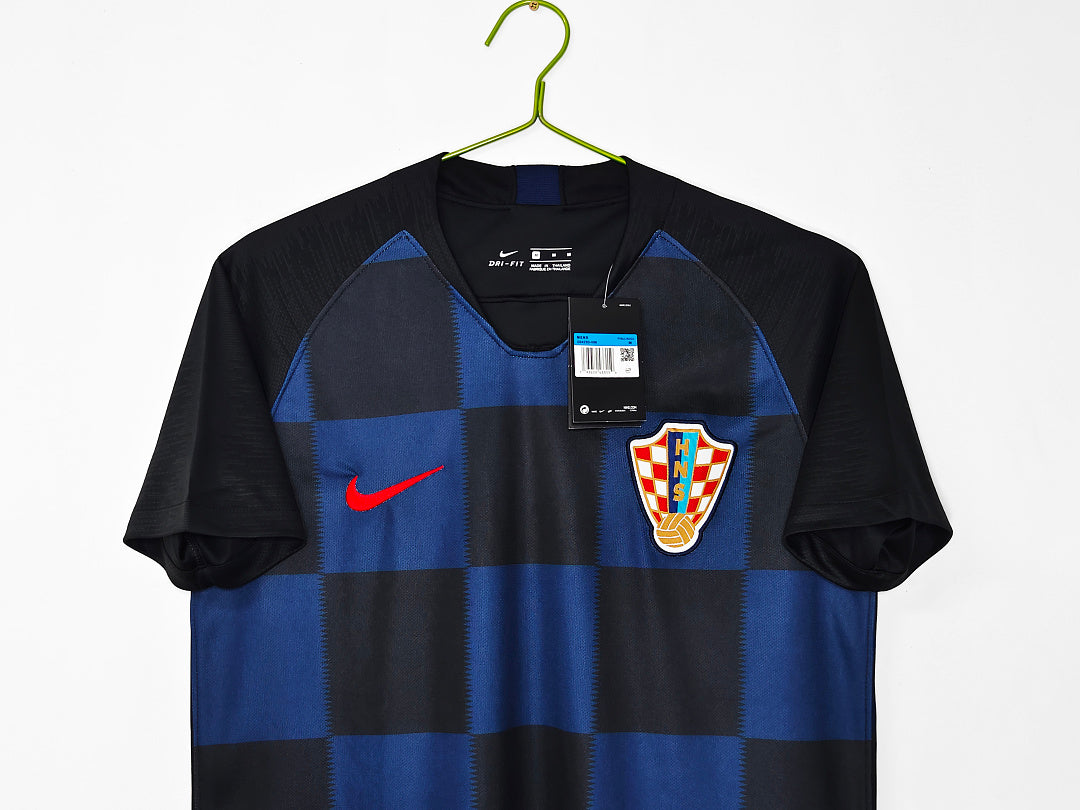 Croatia 2018 Away Blue and Black Retro Jersey - Back