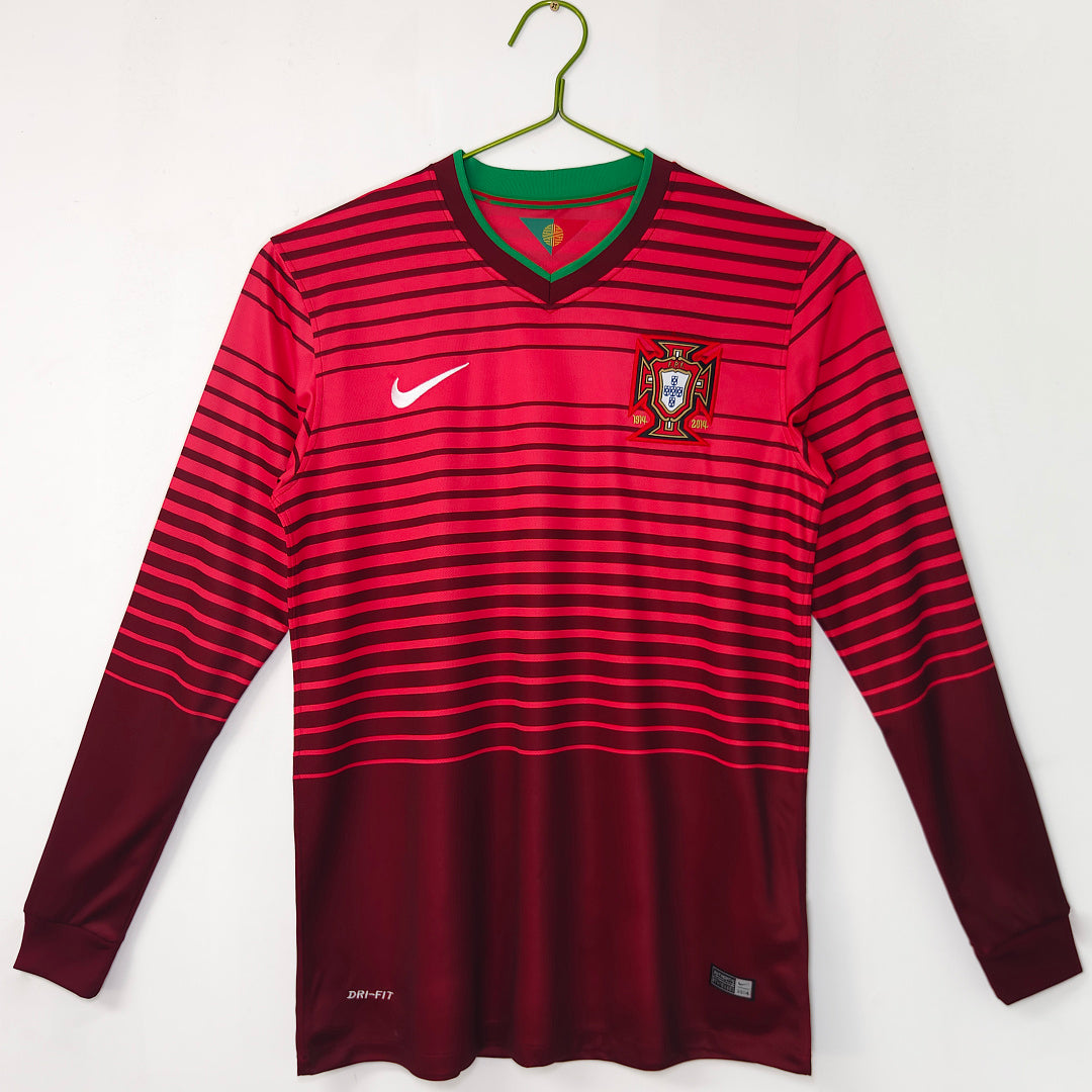Portugal 2014 Home Long Sleeve Retro Jersey - Front