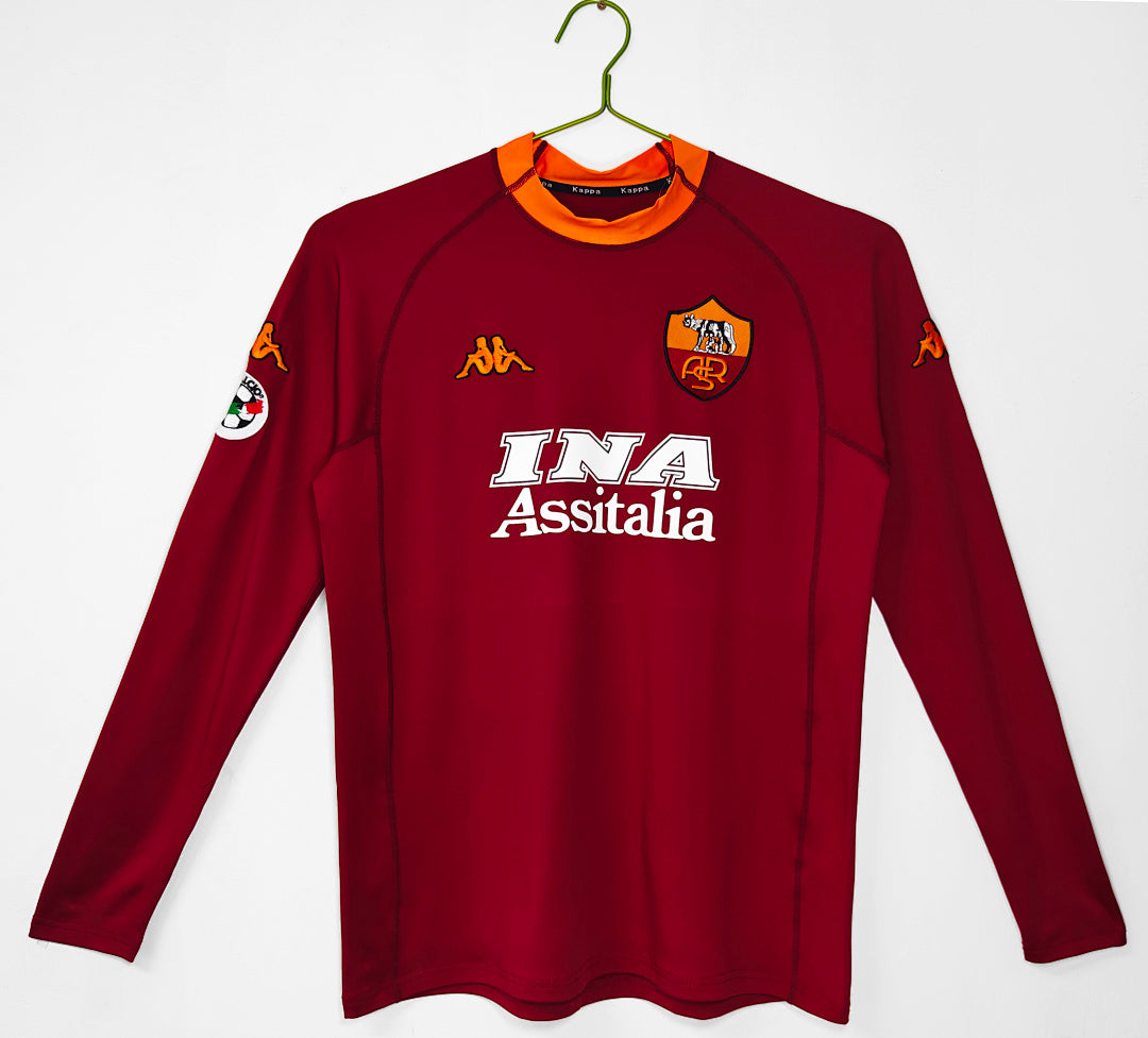 AS Roma 2001/02 Home Long Sleeve Retro Jersey - Front