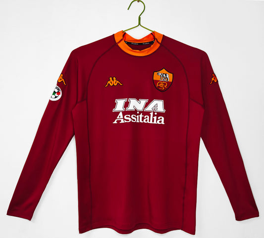 AS Roma 2001/02 Home Long Sleeve Retro Jersey - Front