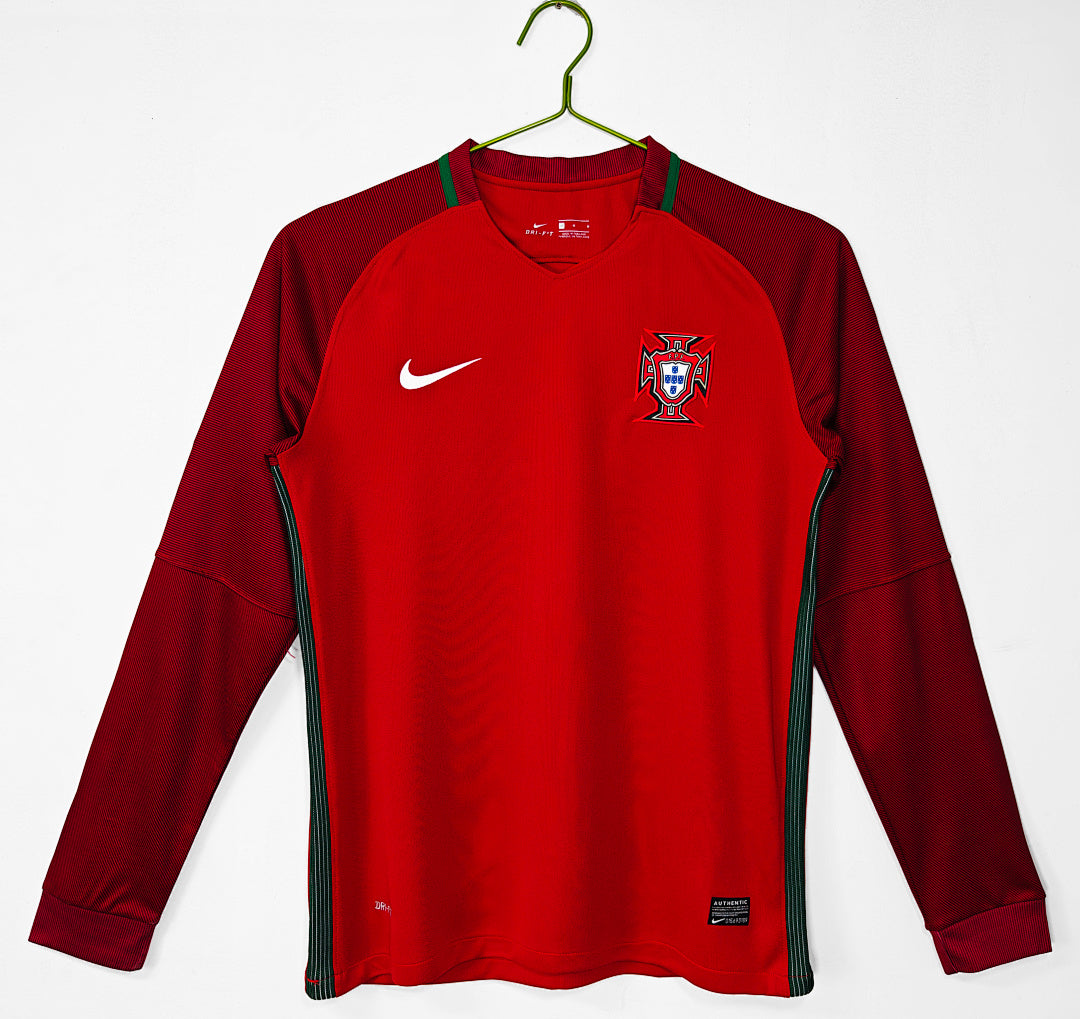 Portugal 2016 Home Long Sleeve Retro Jersey - Front
