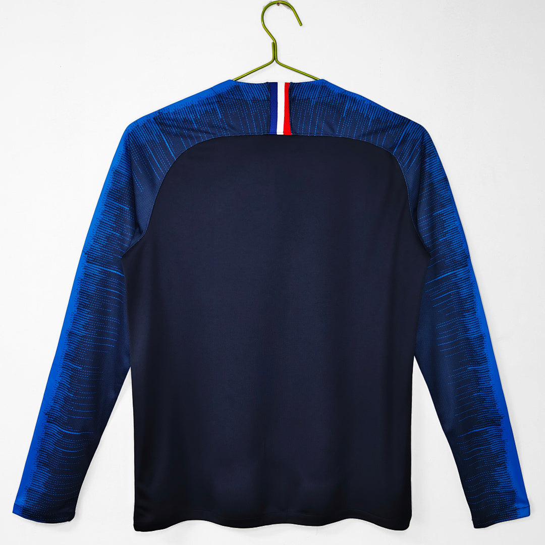 France 2018 World Cup Champions Home Long Sleeve Retro Jersey - Back